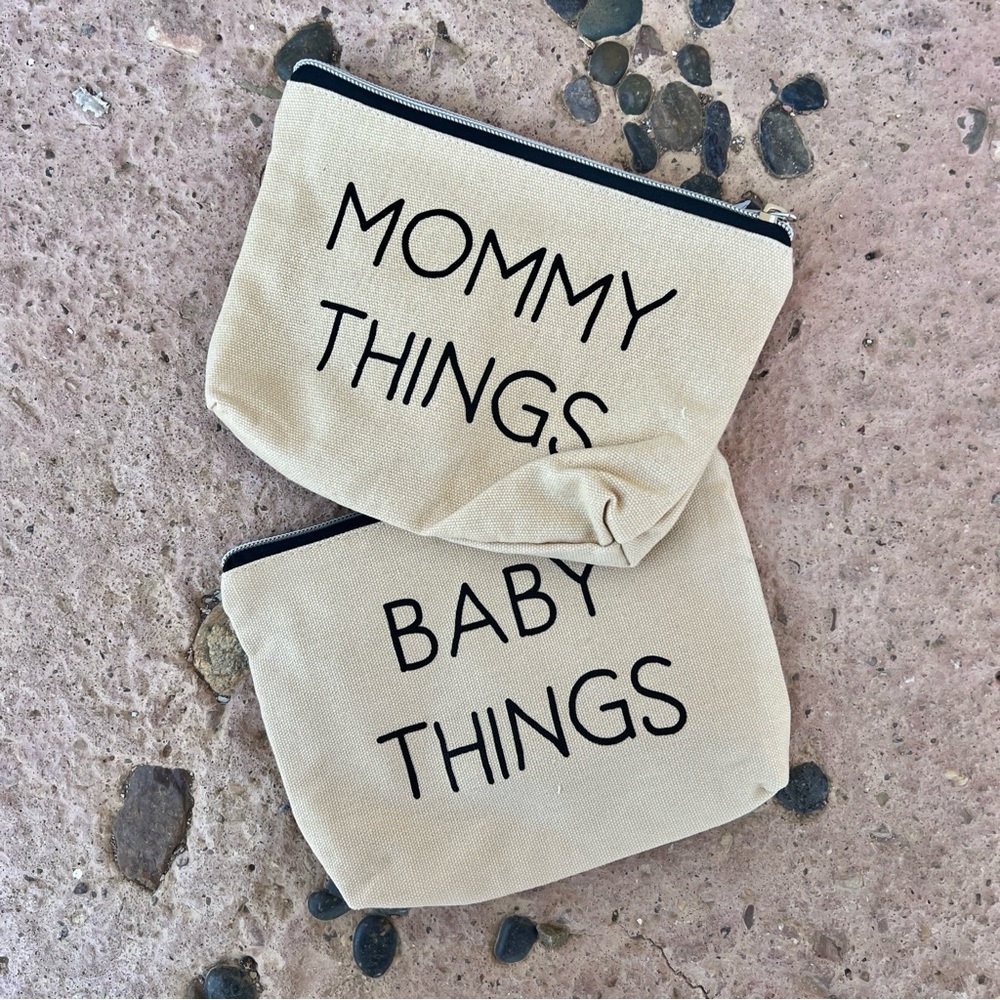 Beige Canvas Pouches Set